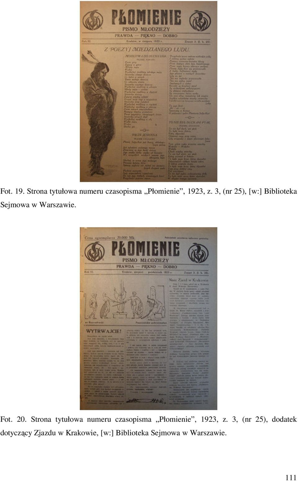 Strona tytułowa numeru czasopisma Płomienie, 1923, z.