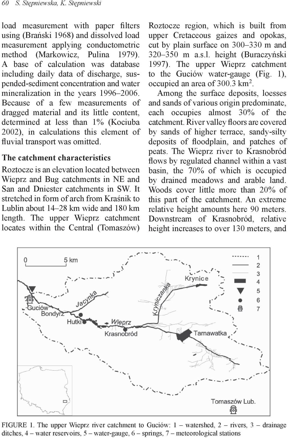 Because of a few measurements of dragged material and its little content, determined at less than 1% (Kociuba 2002), in calculations this element of fluvial transport was omitted.