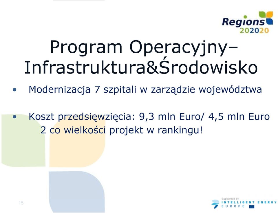 województwa Koszt przedsięwzięcia: 9,3 mln