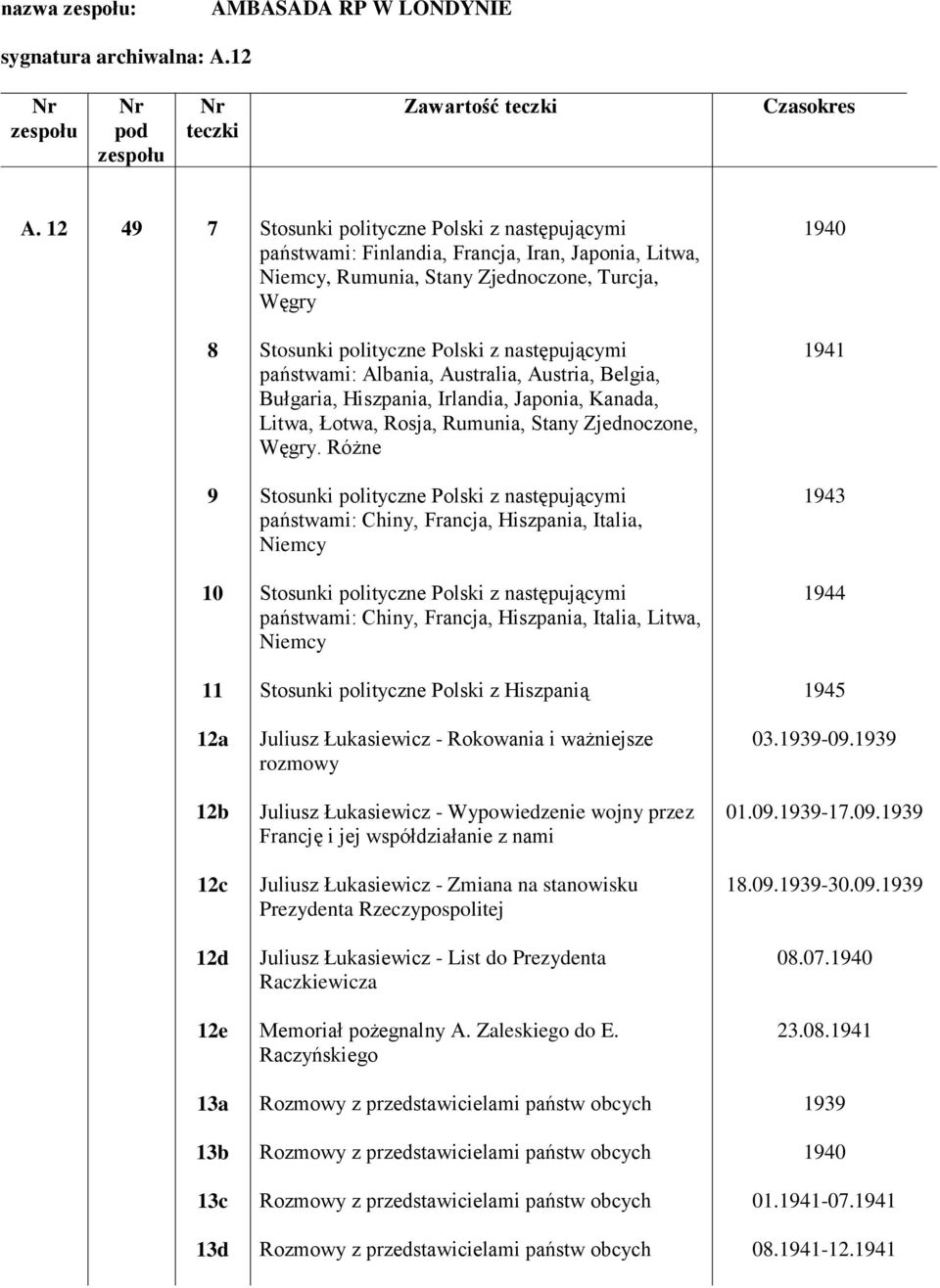 Polski z następującymi państwami: Albania, Australia, Austria, Belgia, Bułgaria, Hiszpania, Irlandia, Japonia, Kanada, Litwa, Łotwa, Rosja, Rumunia, Stany Zjednoczone, Węgry.