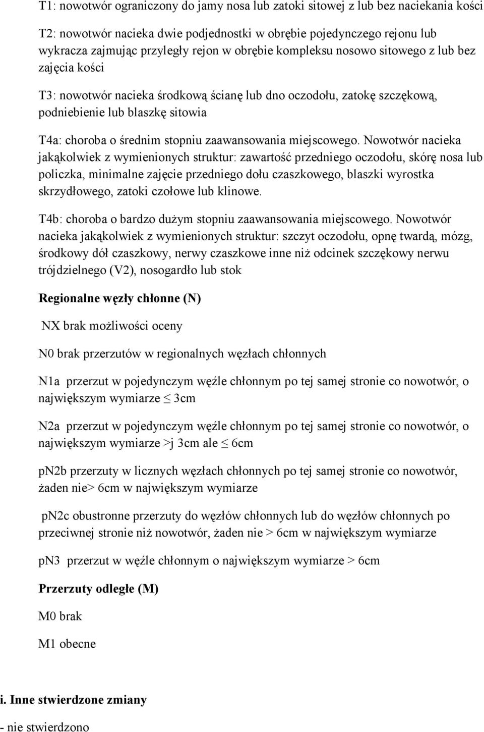 zaawansowania miejscowego.