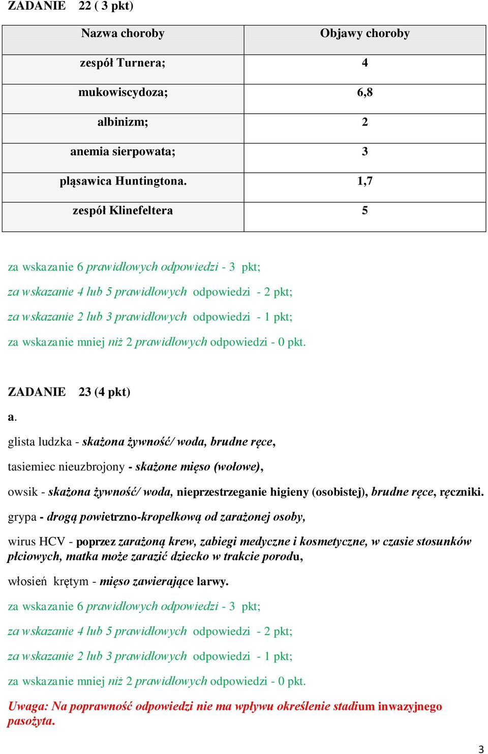 glista ludzka - skażona żywność/ woda, brudne ręce, tasiemiec nieuzbrojony - skażone mięso (wołowe), owsik - skażona żywność/ woda, nieprzestrzeganie higieny (osobistej), brudne ręce, ręczniki.