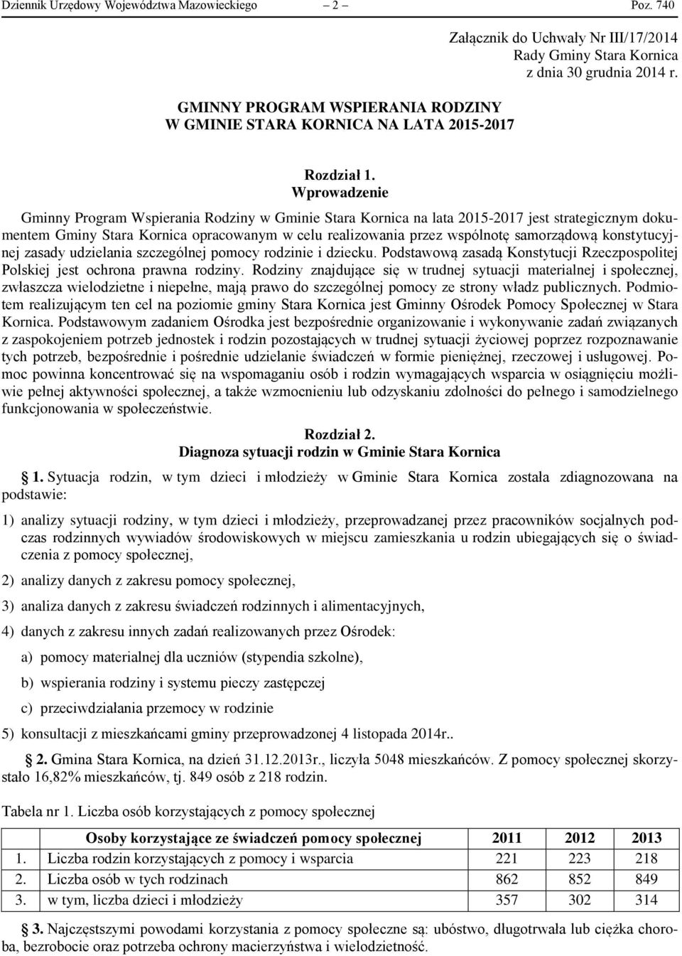 Wprowadzenie Gminny Program Wspierania Rodziny w Gminie Stara Kornica na lata 2015-2017 jest strategicznym dokumentem Gminy Stara Kornica opracowanym w celu realizowania przez wspólnotę samorządową