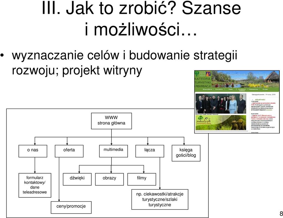 projekt witryny WWW strona główna o nas oferta multimedia łącza księga