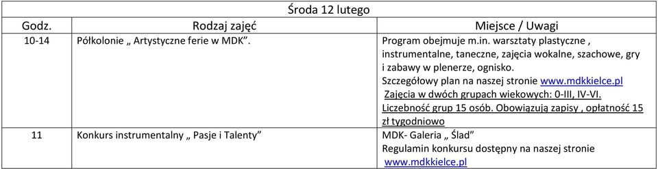 MDK- Galeria Ślad Regulamin