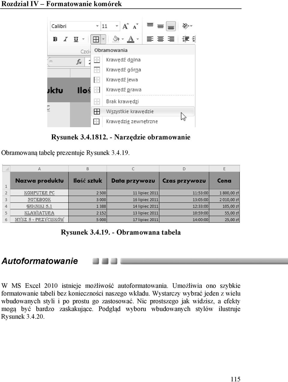 Umożliwia ono szybkie formatowanie tabeli bez konieczności naszego wkładu.