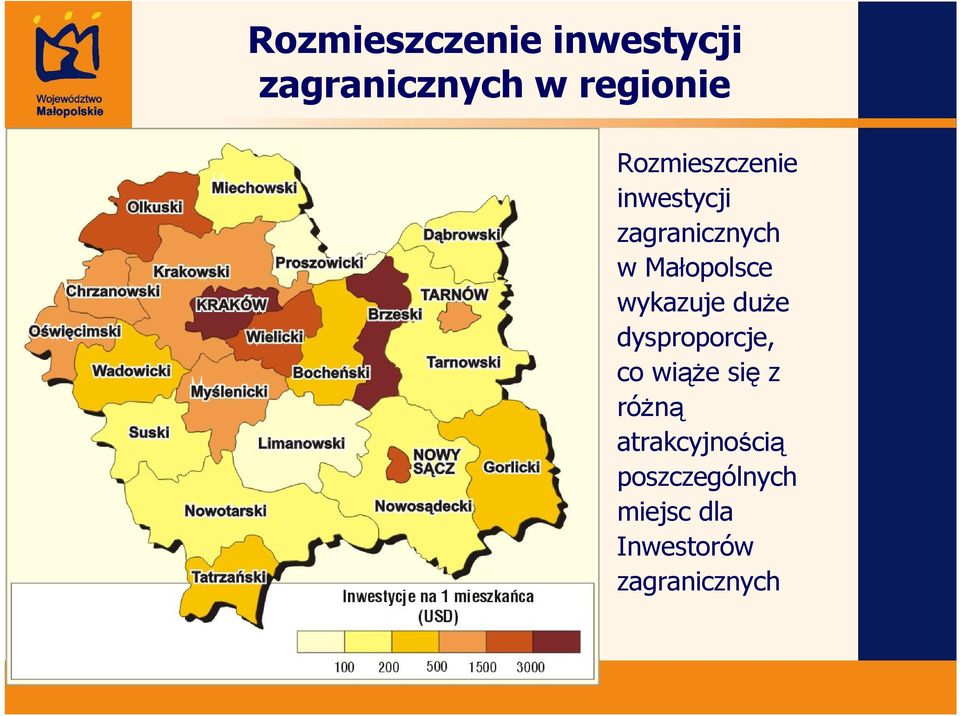 wykazuje duże dysproporcje, co wiąże się z różną
