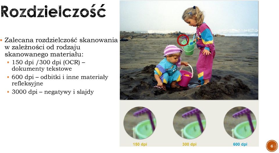 dpi (OCR) dokumenty tekstowe 600 dpi odbitki i