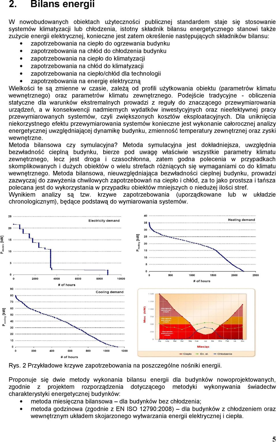 zapotrzebowana na chłód do klmatyzac zapotrzebowana na cepło/chłód dla technolog zapotrzebowana na energę elektryczną Welkośc te są zmenne w czase, zależą od profl użytkowana obektu (parametrów