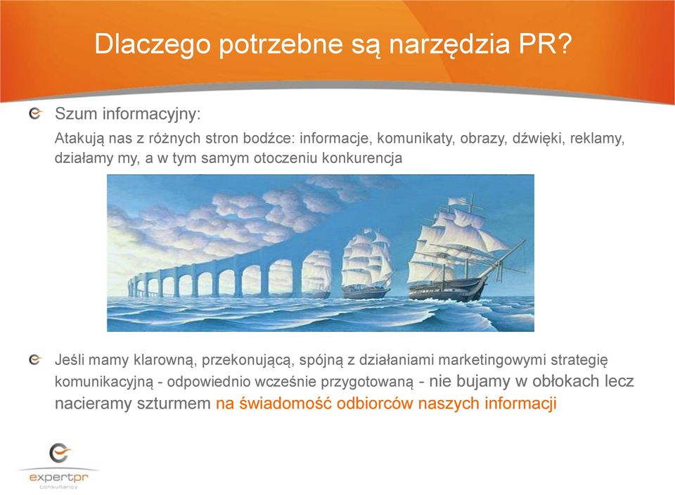 reklamy, działamy my, a w tym samym otoczeniu konkurencja Jeśli mamy klarowną, przekonującą, spójną z