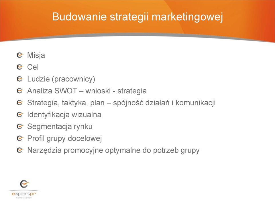 spójność działań i komunikacji Identyfikacja wizualna Segmentacja