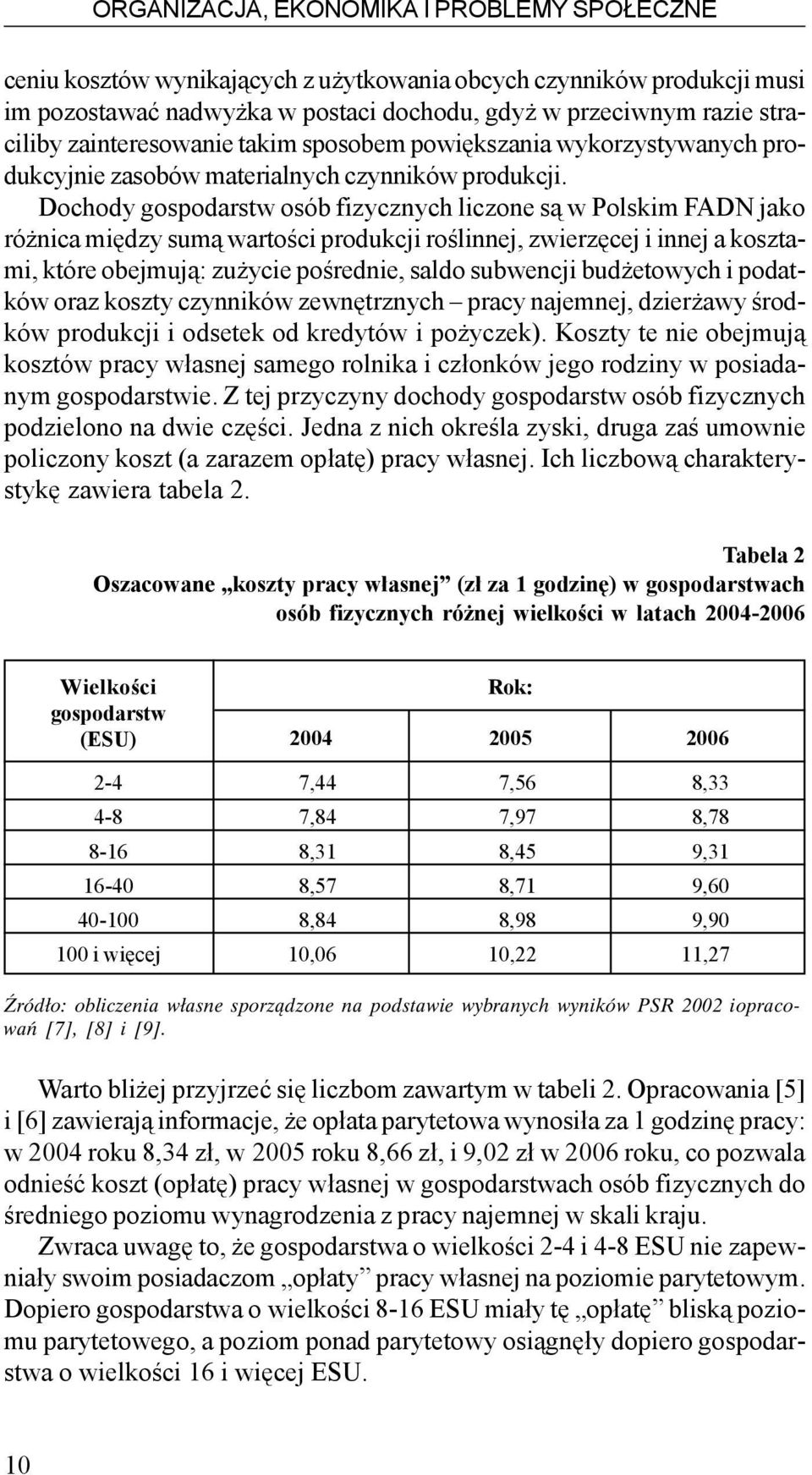 Dochody gospodarstw osób fizycznych liczone s¹ w Polskim FADN jako ró nica miêdzy sum¹ wartoœci produkcji roœlinnej, zwierzêcej i innej a kosztami, które obejmuj¹: zu ycie poœrednie, saldo subwencji
