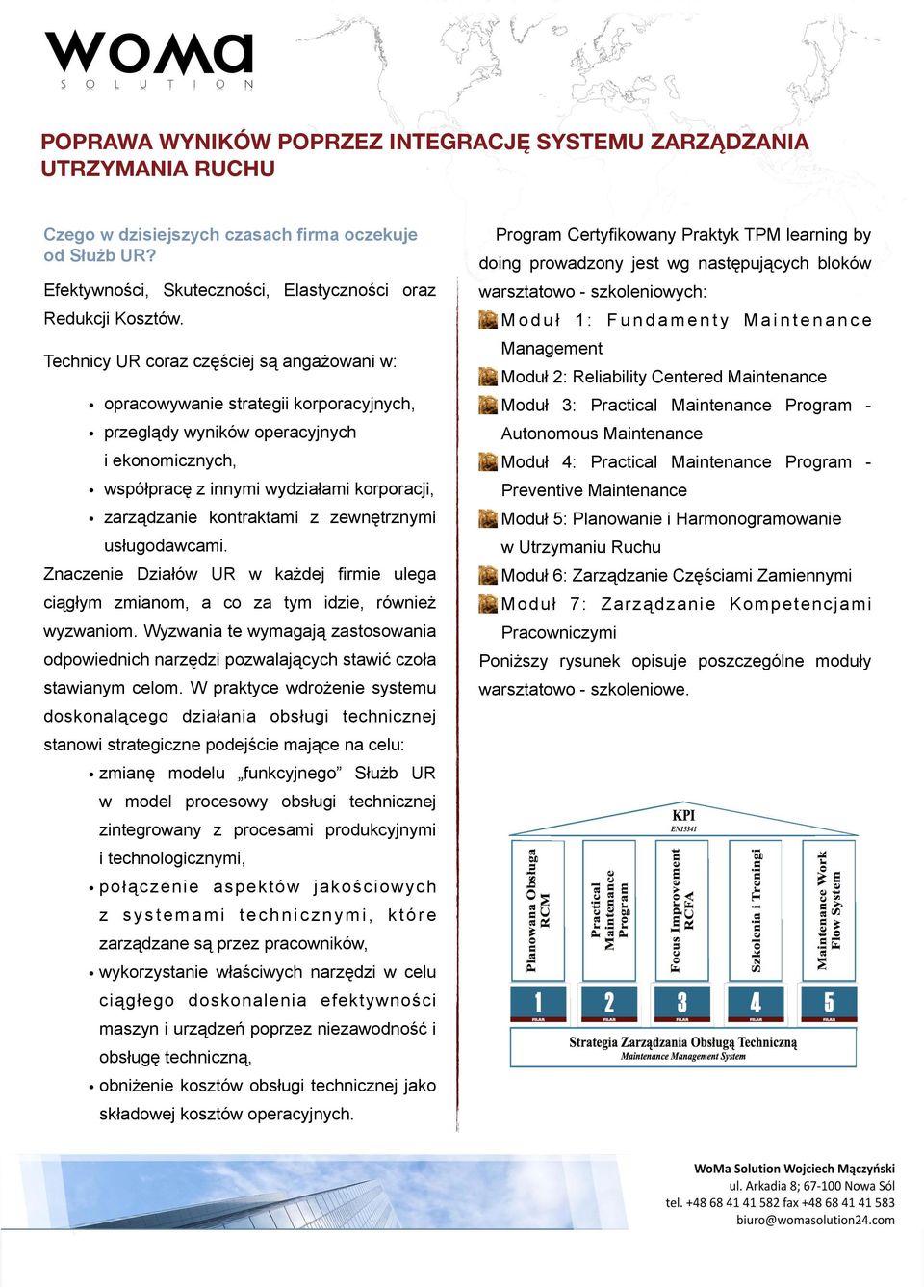 Technicy UR coraz częściej są angażowani w: Program Certyfikowany Praktyk TPM learning by Moduł 1: Fundamenty Maintenance Management Moduł 2: Reliability Centered Maintenance opracowywanie strategii