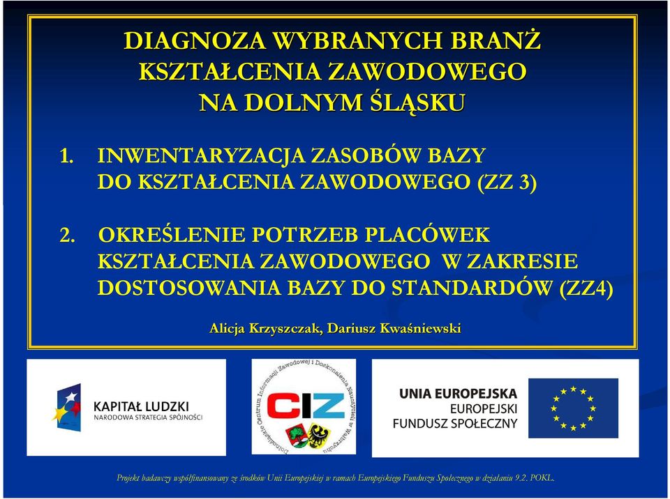 OKREŚLENIE POTRZEB PLACÓWEK KSZTAŁCENIA ZAWODOWEGO W ZAKRESIE DOSTOSOWANIA BAZY DO STANDARDÓW (ZZ4)