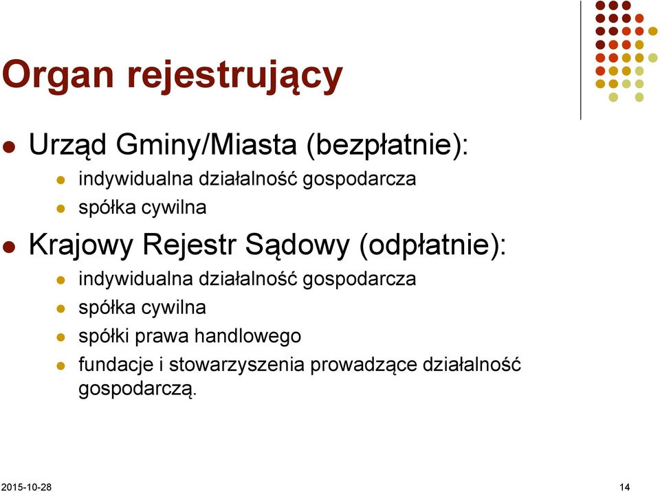 (odpłatnie): indywidualna działalność gospodarcza spółka cywilna spółki