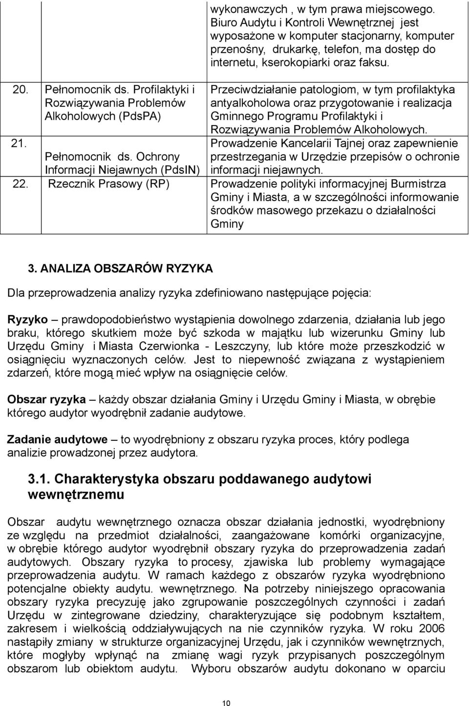 Przeciwdziałanie patologiom, w tym profilaktyka antyalkoholowa oraz przygotowanie i realizacja Gminnego Programu Profilaktyki i Rozwiązywania Problemów Alkoholowych.