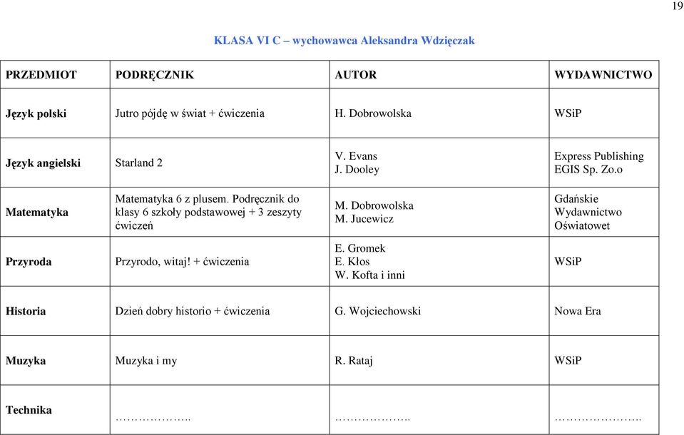 Podręcznik do klasy 6 szkoły podstawowej + 3 zeszyty ćwiczeń M. Dobrowolska M.