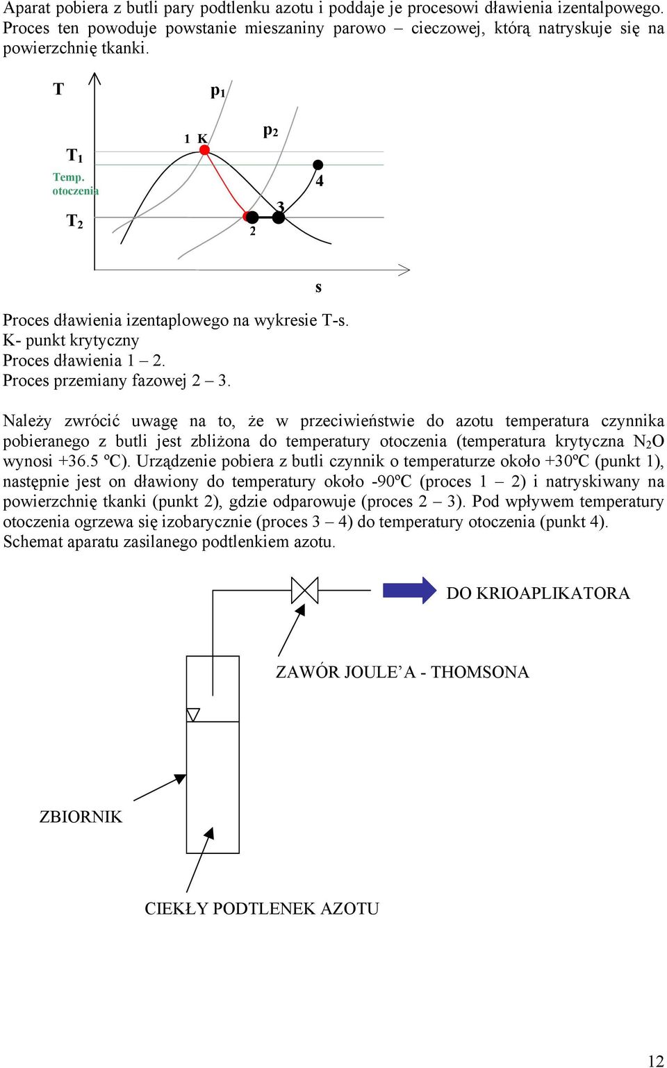 Należy zwrócić uwagę na to, że w przeciwieństwie do azotu temperatura czynnika pobieranego z butli jest zbliżona do temperatury otoczenia (temperatura krytyczna N 2 O wynosi +36.5 ºC).