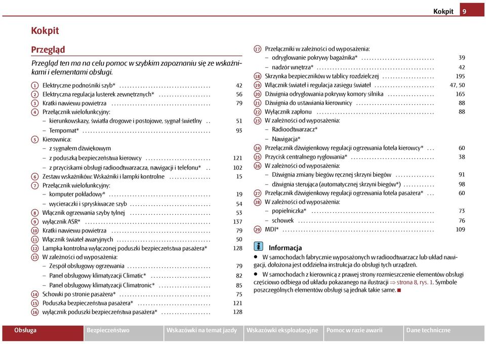..................................... 79 A4 Przełącznik wielofunkcyjny: kierunkowskazy, światła drogowe i postojowe, sygnał świetlny.. Tempomat*.
