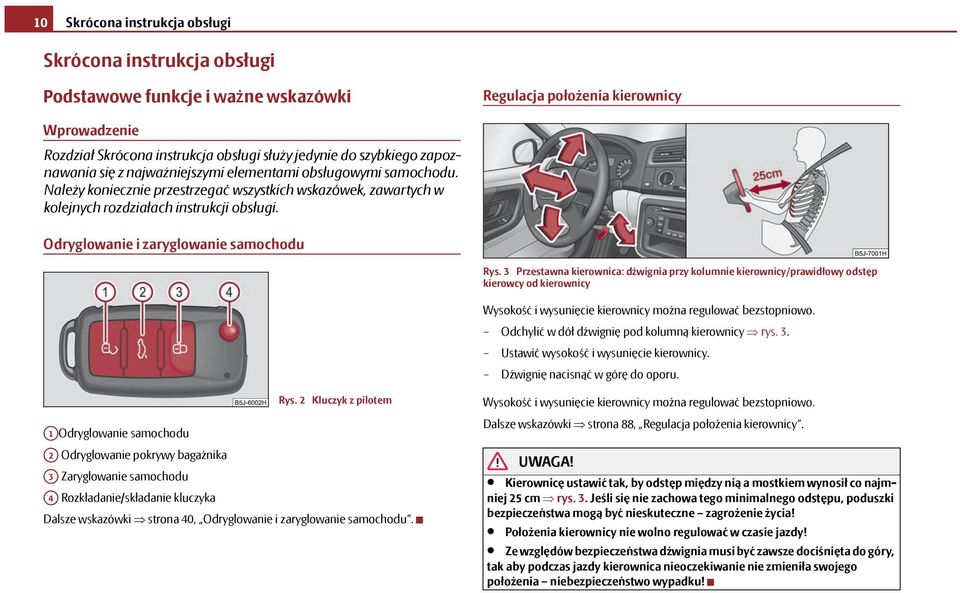 Odryglowanie i zaryglowanie samochodu Rys.
