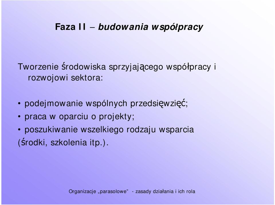 podejmowanie wspólnych przedsięwzięć; praca w oparciu o