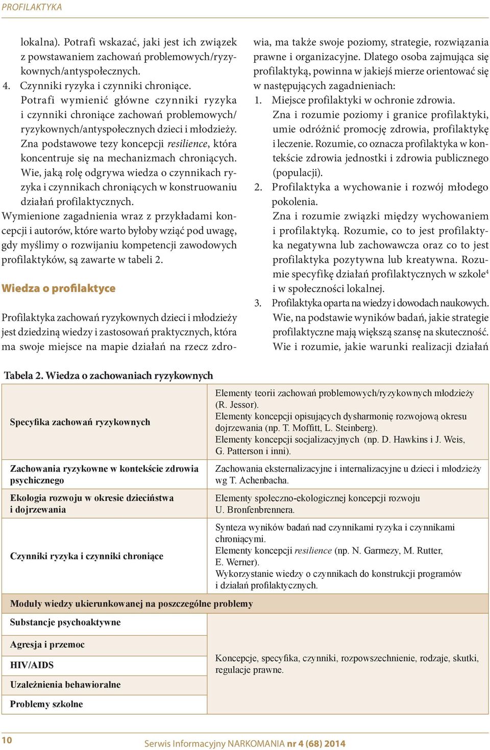 Zna podstawowe tezy koncepcji resilience, która koncentruje się na mechanizmach chroniących.