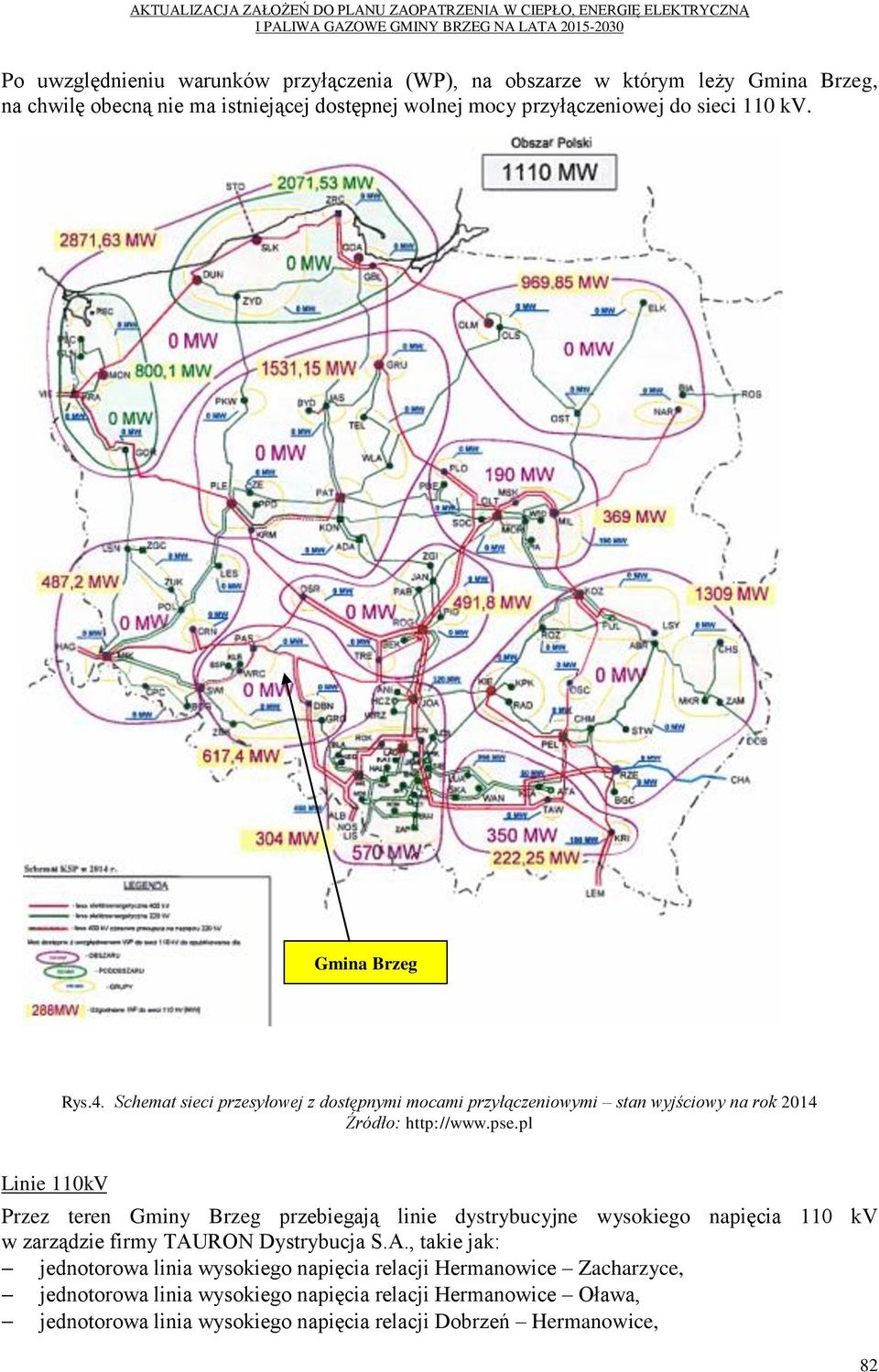 pl Linie 110kV Przez teren Gminy Brzeg przebiegają linie dystrybucyjne wysokiego napięcia 110 kv w zarządzie firmy TAU
