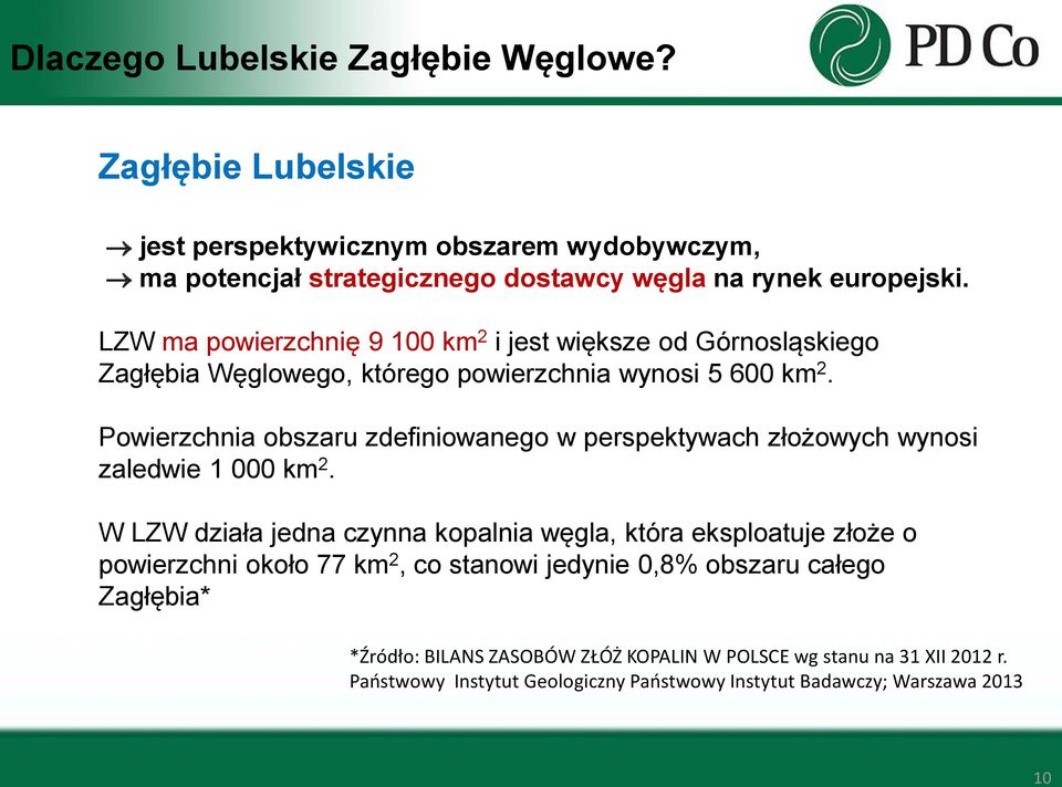 Powierzchnia obszaru zdefiniowanego w perspektywach złożowych wynosi zaledwie 1 000 km 2.