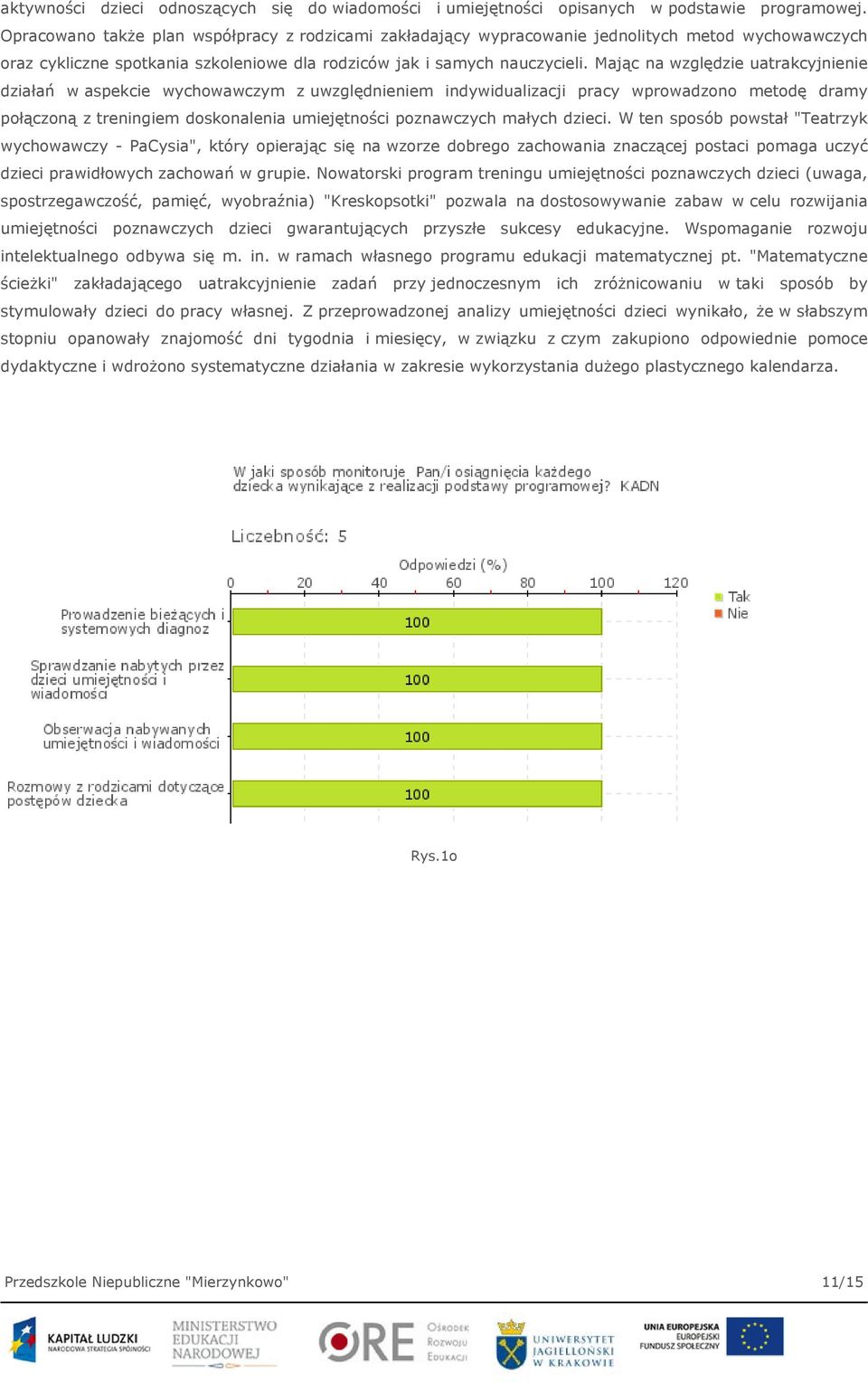 Mając na względzie uatrakcyjnienie działań w aspekcie wychowawczym z uwzględnieniem indywidualizacji pracy wprowadzono metodę dramy połączoną z treningiem doskonalenia umiejętności poznawczych małych