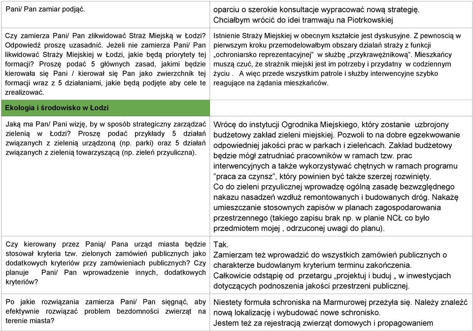 Proszę podać 5 głównych zasad, jakimi będzie kierowała się Pani / kierował się Pan jako zwierzchnik tej formacji wraz z 5 działaniami, jakie będą podjęte aby cele te zrealizować.