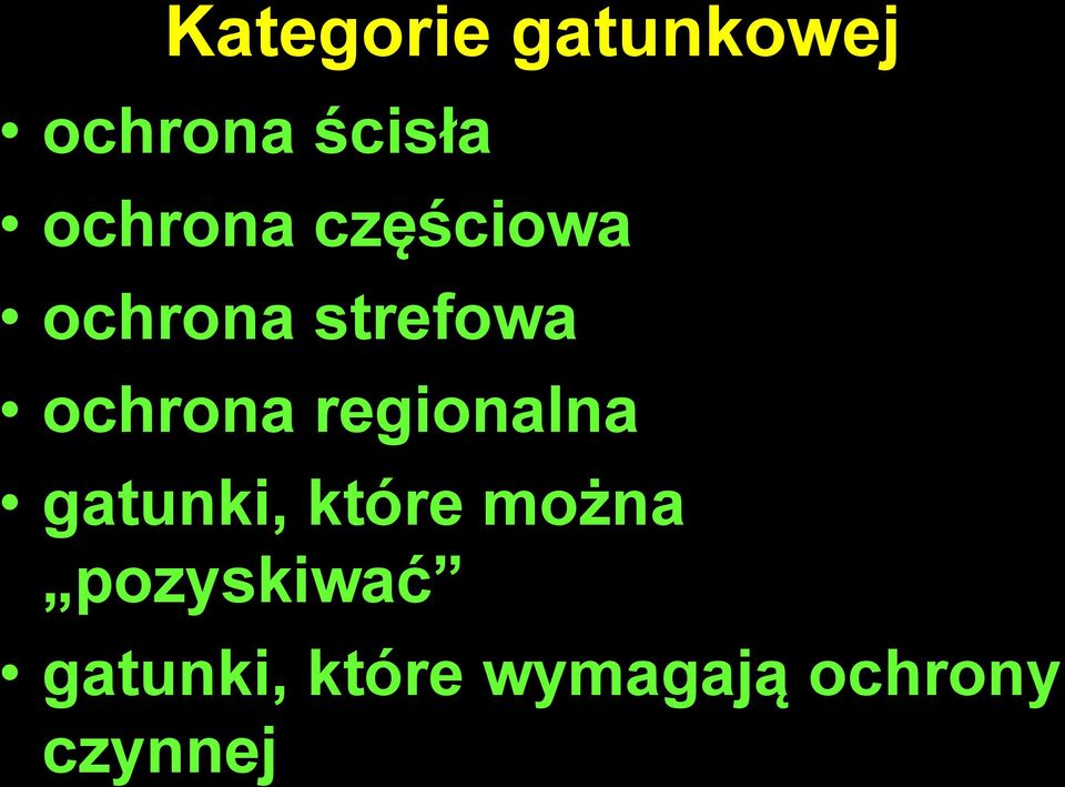 ochrona regionalna gatunki, które można