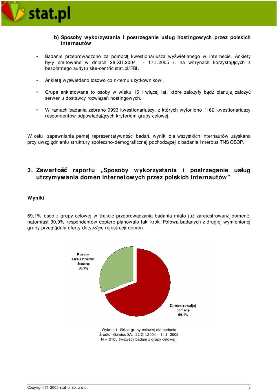 Grupa ankietowana to osoby w wieku 15 i więcej lat, które założyły bądź planują założyć serwer u dostawcy rozwiązań hostingowych.