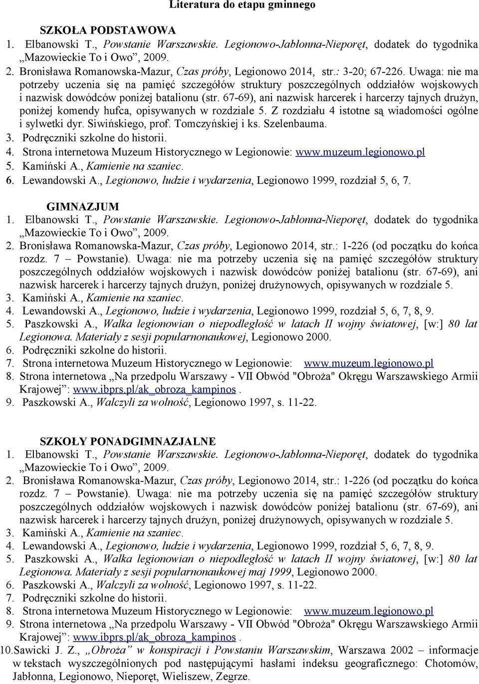 67-69), ani nazwisk harcerek i harcerzy tajnych drużyn, poniżej komendy hufca, opisywanych w rozdziale 5. Z rozdziału 4 istotne są wiadomości ogólne i sylwetki dyr. Siwińskiego, prof.