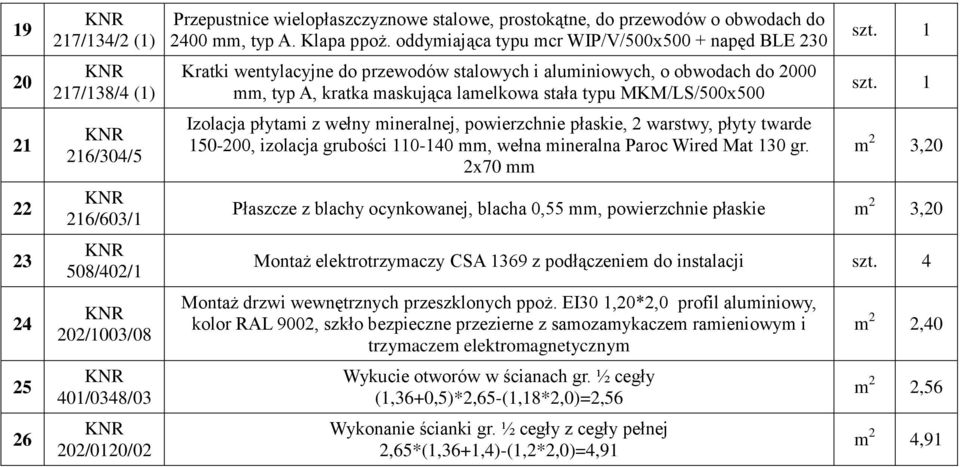 oddymiająca typu mcr WIP/V/500x500 + napęd BLE 230 Kratki wentylacyjne do przewodów stalowych i aluminiowych, o obwodach do 2000 mm, typ A, kratka maskująca lamelkowa stała typu MKM/LS/500x500