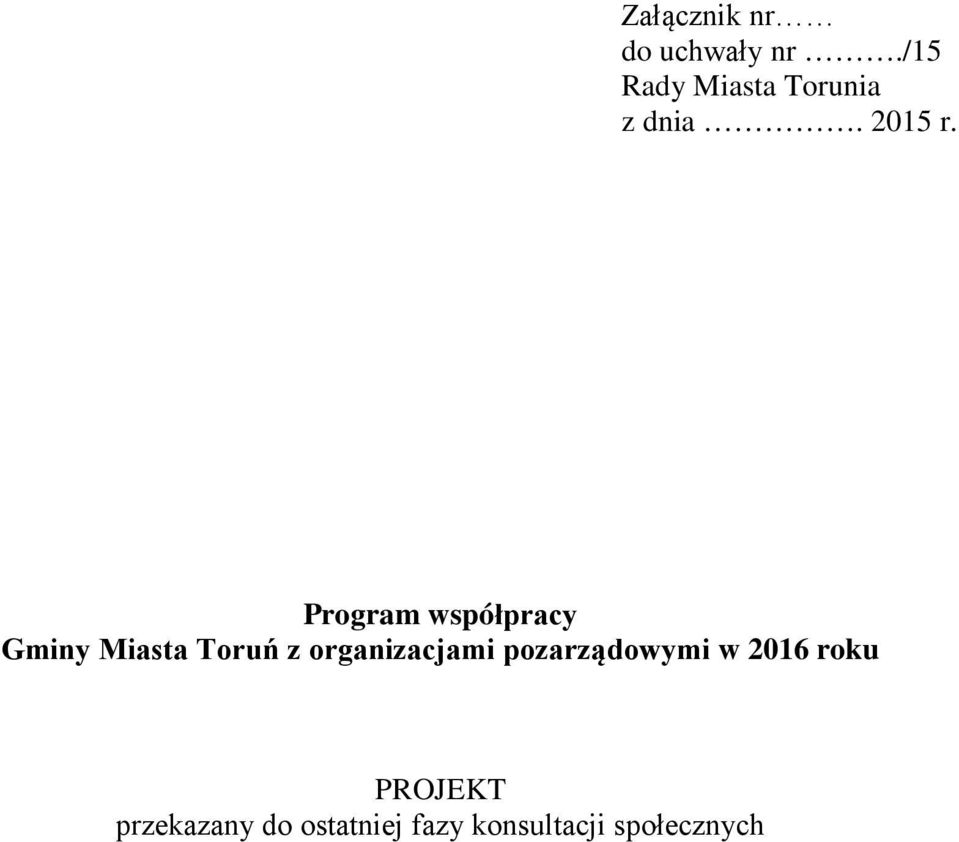 Program współpracy Gminy Miasta Toruń z