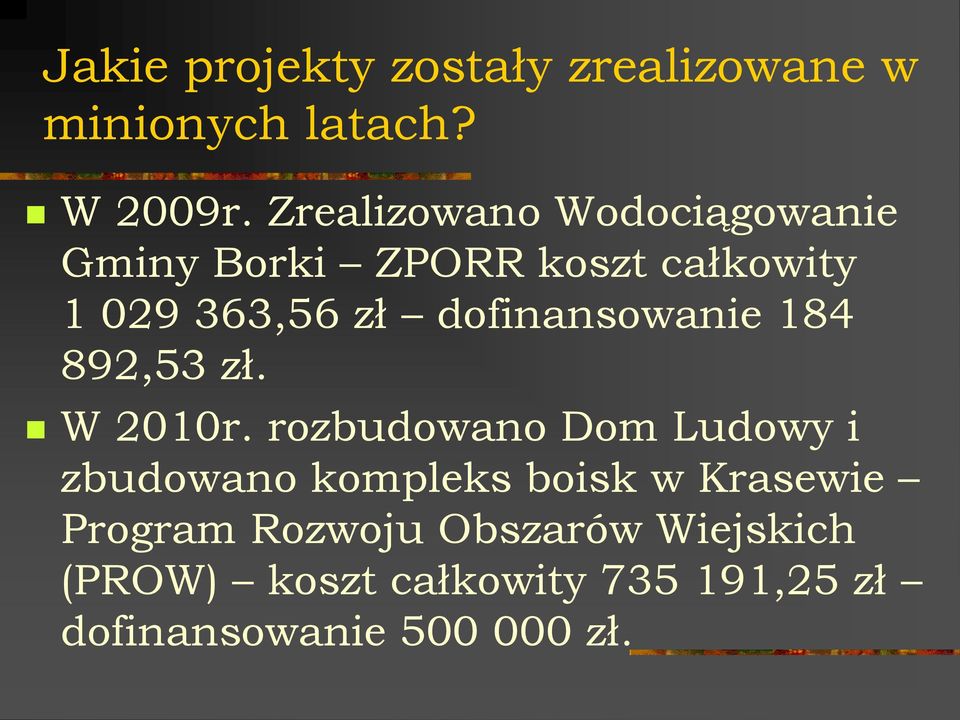 dofinansowanie 184 892,53 zł. W 2010r.