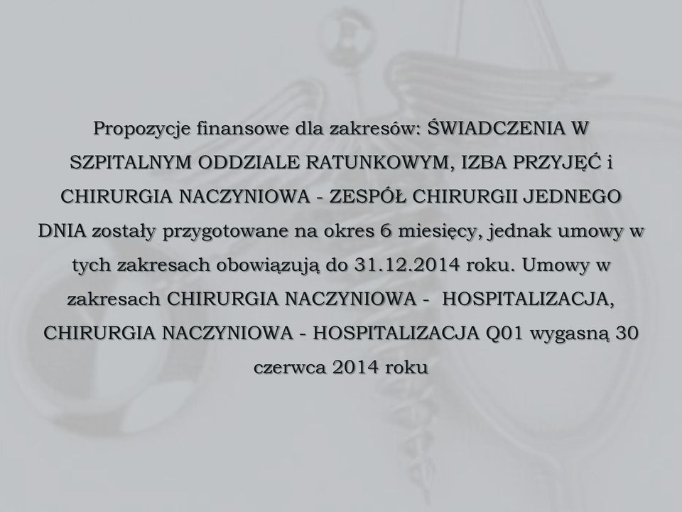 miesięcy, jednak umowy w tych zakresach obowiązują do 31.12.2014 roku.