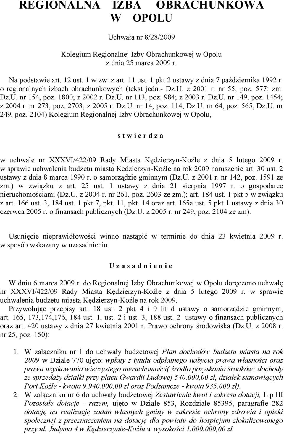 984; z 2003 r. Dz.U. nr 149, poz. 1454; z 2004 r. nr 273, poz. 2703; z 2005 r. Dz.U. nr 14, poz. 114, Dz.U. nr 64, poz. 565, Dz.U. nr 249, poz.