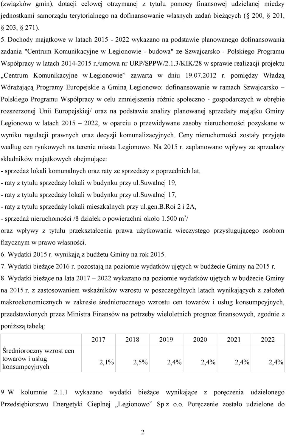 2014-2015 r./umowa nr URP/SPPW/2.1.3/KIK/28 w sprawie realizacji projektu Centrum Komunikacyjne w Legionowie zawarta w dniu 19.07.2012 r.