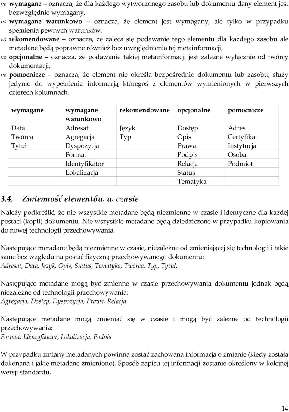 podawanie takiej metainformacji jest zależne wyłącznie od twórcy dokumentacji, pomocnicze oznacza, że element nie określa bezpośrednio dokumentu lub zasobu, służy jedynie do wypełnienia informacją