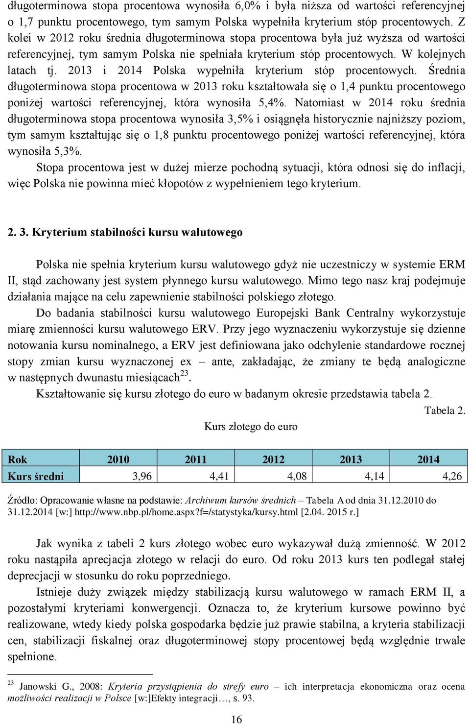 2013 i 2014 Polska wypełniła kryterium stóp procentowych.