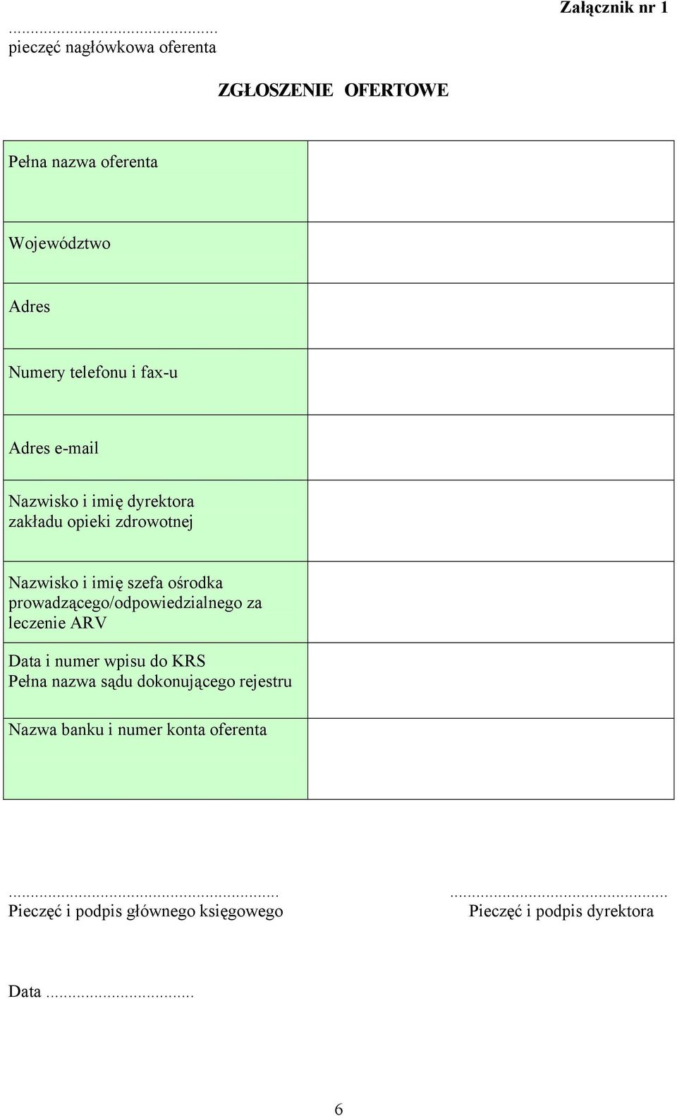 prowadzącego/odpowiedzialnego za leczenie ARV Data i numer wpisu do KRS Pełna nazwa sądu dokonującego rejestru