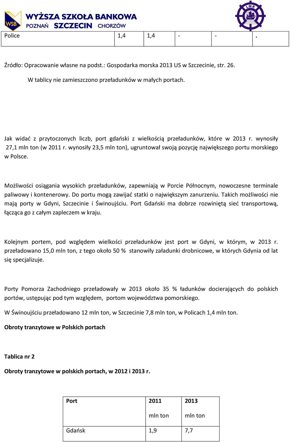 Możliwości osiągania wysokich przeładunków, zapewniają w Porcie Północnym, nowoczesne terminale paliwowy i kontenerowy. Do portu mogą zawijać statki o największym zanurzeniu.