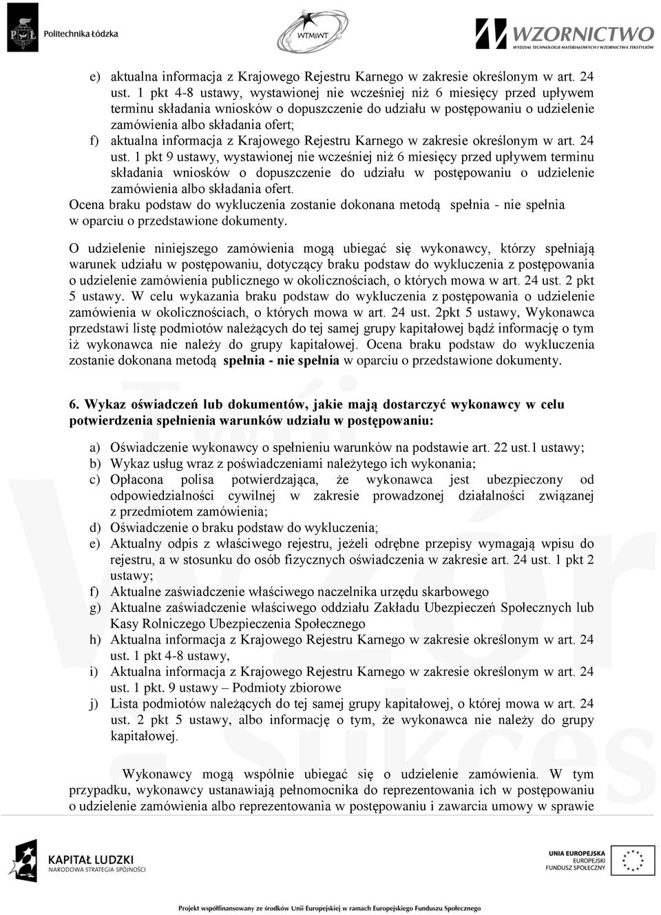 informacja z Krajowego Rejestru Karnego w zakresie określonym w art. 24 ust.