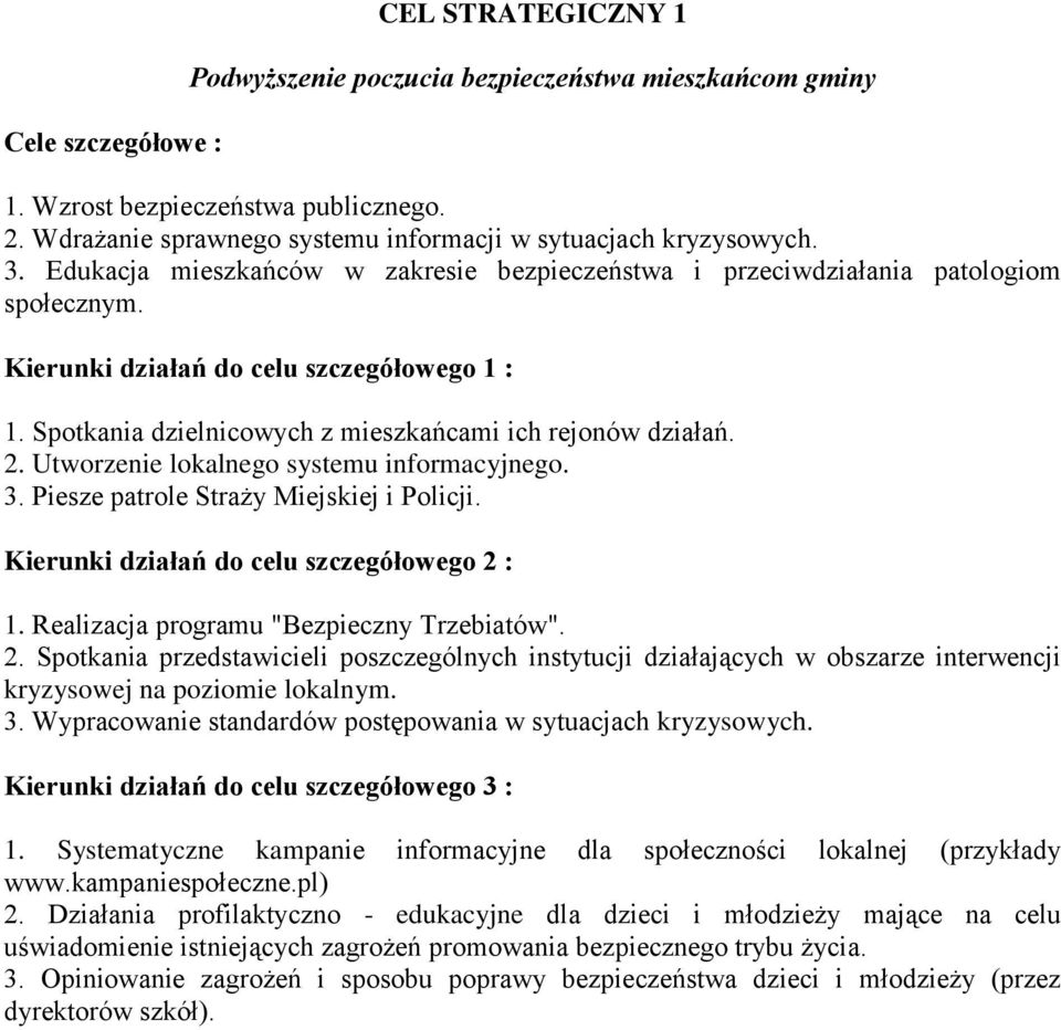 3. Piesze patrole Straży Miejskiej i Policji. 1. Realizacja programu "Bezpieczny Trzebiatów". 2.