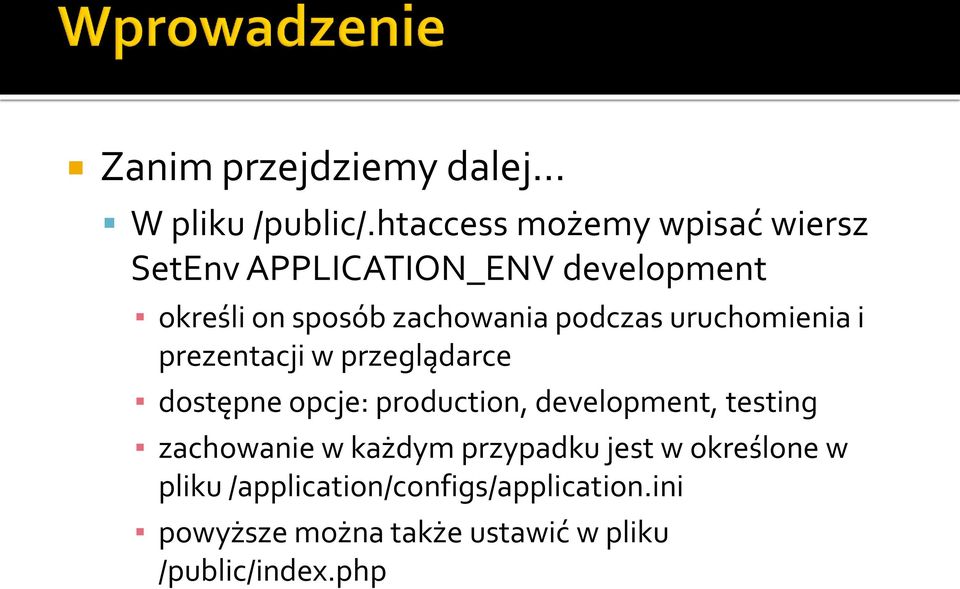 podczas uruchomienia i prezentacji w przeglądarce dostępne opcje: production, development,