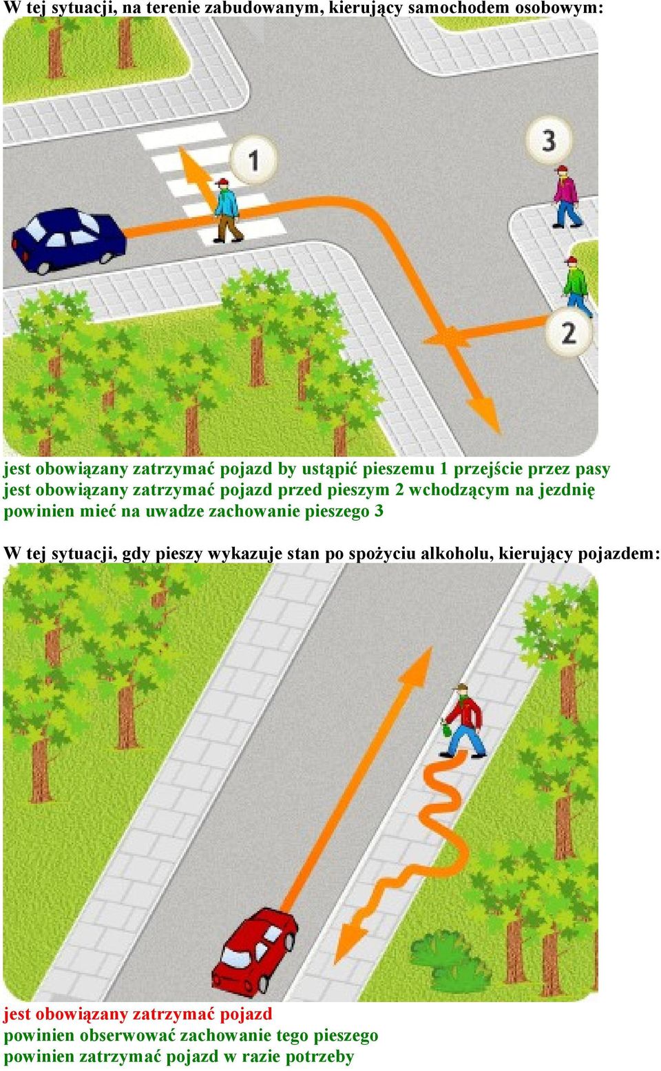 na uwadze zachowanie pieszego 3 W tej sytuacji, gdy pieszy wykazuje stan po spożyciu alkoholu, kierujący pojazdem: