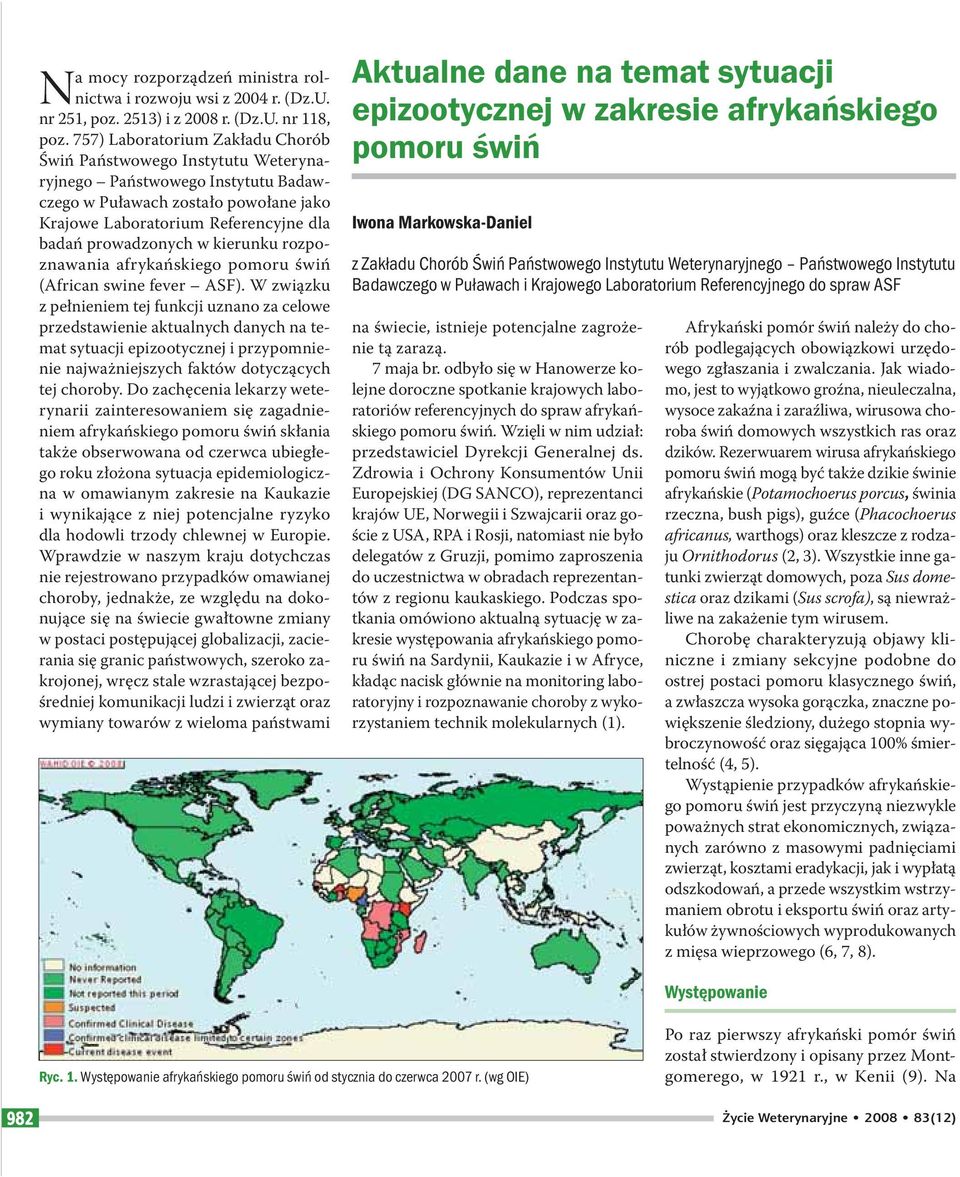 w kierunku rozpoznawania afrykańskiego pomoru świń (African swine fever ASF).