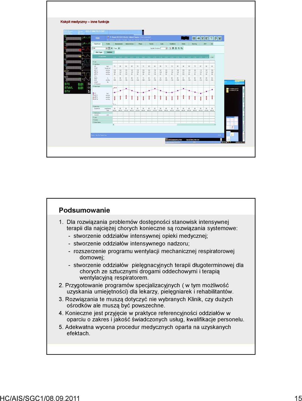 oddziałów intensywnego nadzoru; - rozszerzenie programu wentylacji mechanicznej respiratorowej domowej; - stworzenie oddziałów pielęgnacyjnych terapii długoterminowej dla chorych ze sztucznymi