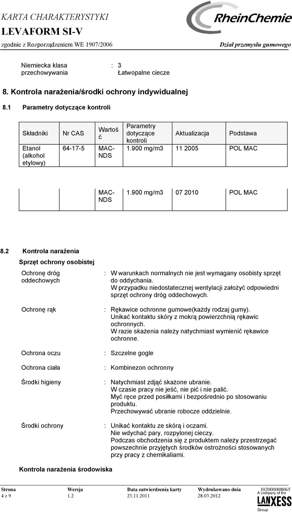 900 mg/m3 07 2010 POL MAC 8.